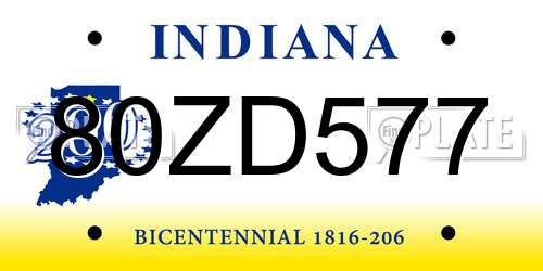 80ZD577 Indiana License Plate