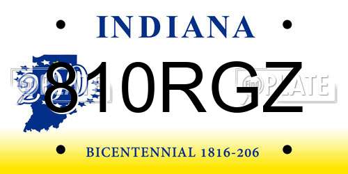 810RGZ Indiana License Plate