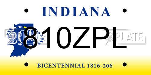 810ZPL Indiana License Plate