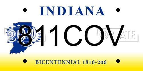 811COV Indiana License Plate
