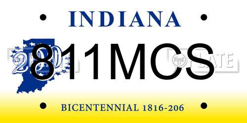 811MCS Indiana License Plate
