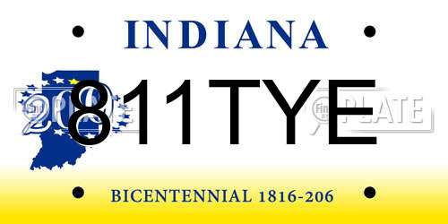 811TYE Indiana License Plate