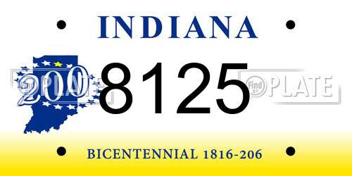 8125 Indiana License Plate