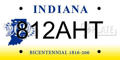 812AHT Indiana License Plate