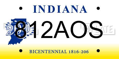 812AOS Indiana License Plate