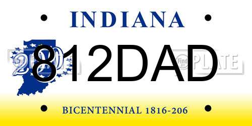 812DAD Indiana License Plate