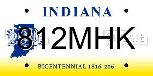 812MHK Indiana License Plate