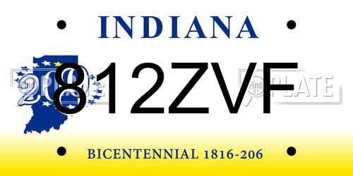 812ZVF Indiana License Plate