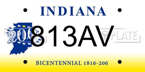813AV Indiana License Plate