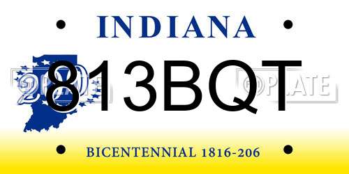 813BQT Indiana License Plate