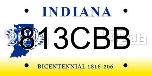 813CBB Indiana License Plate