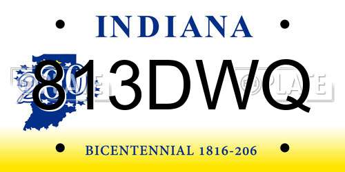 813DWQ Indiana License Plate