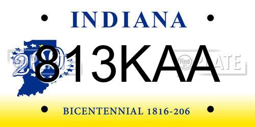 813KAA Indiana License Plate