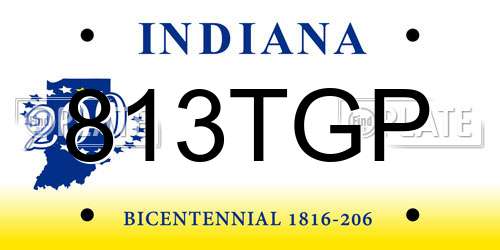 813TGP Indiana License Plate