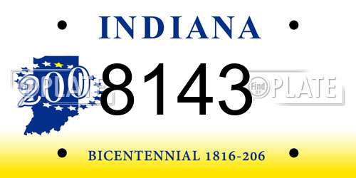 8143 Indiana License Plate