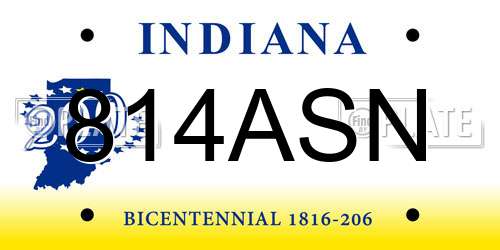 814ASN Indiana License Plate