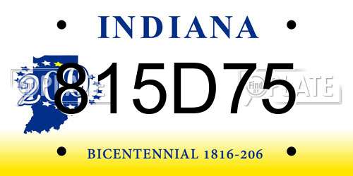815D75 Indiana License Plate