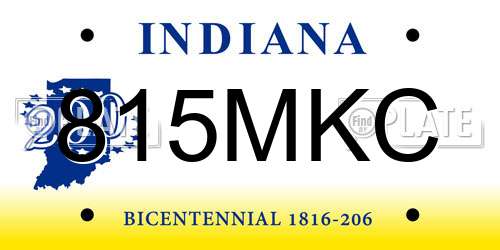 815MKC Indiana License Plate