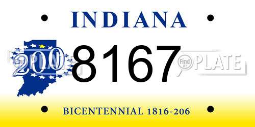 8167 Indiana License Plate