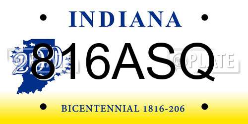 816ASQ Indiana License Plate