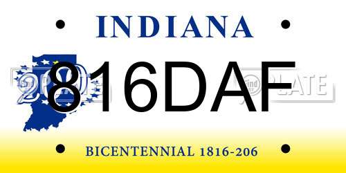 816DAF Indiana License Plate