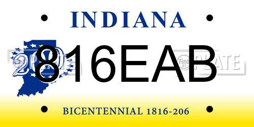 816EAB Indiana License Plate