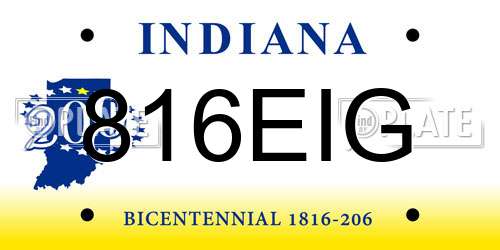 816EIG Indiana License Plate