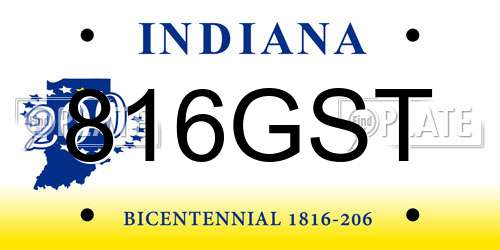 816GST Indiana License Plate