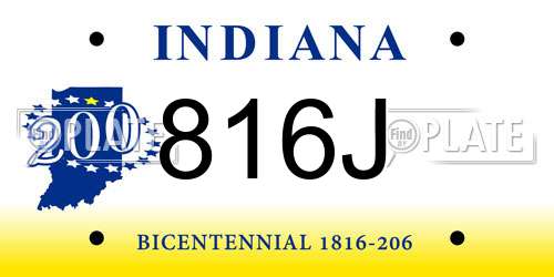 816J Indiana License Plate