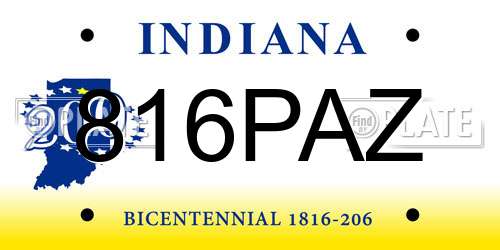 816PAZ Indiana License Plate