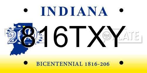 816TXY Indiana License Plate