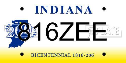 816ZEE Indiana License Plate
