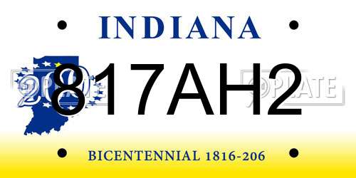 817AH2 Indiana License Plate