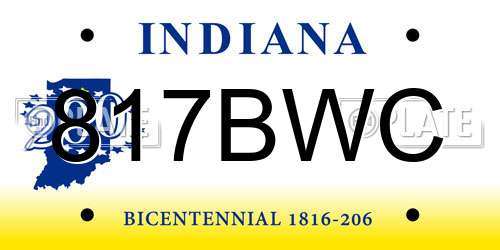 817BWC Indiana License Plate