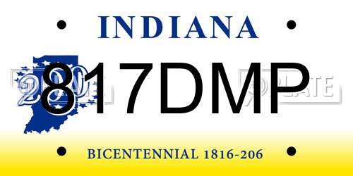 817DMP Indiana License Plate