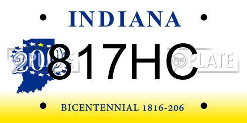 817HC Indiana License Plate