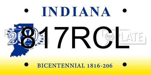 817RCL Indiana License Plate