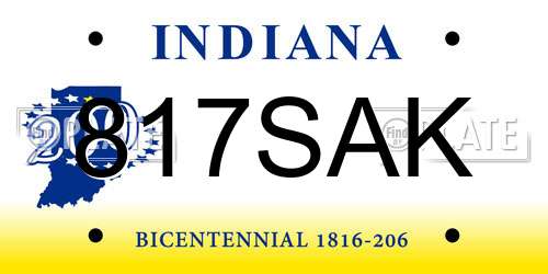 817SAK Indiana License Plate