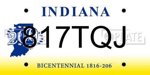 817TQJ Indiana License Plate