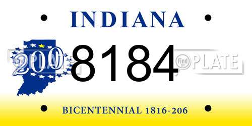 8184 Indiana License Plate