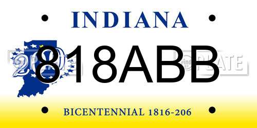 818ABB Indiana License Plate