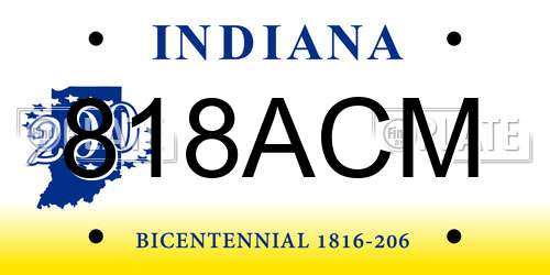 818ACM Indiana License Plate