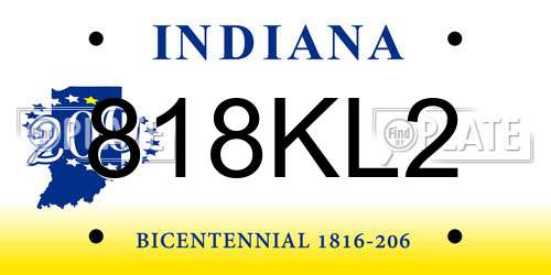 818KL2 Indiana License Plate