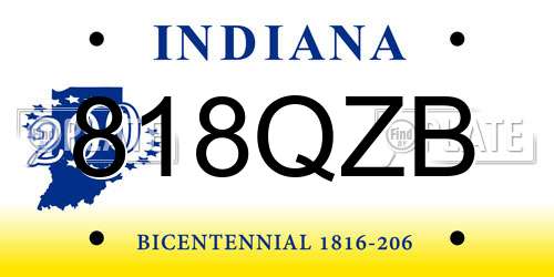 818QZB Indiana License Plate