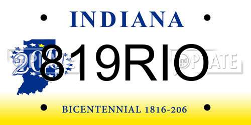 819RIO Indiana License Plate