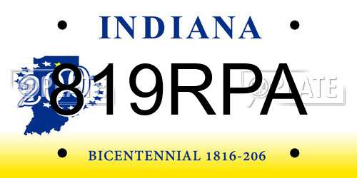819RPA Indiana License Plate