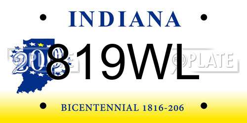 819WL Indiana License Plate