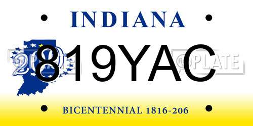 819YAC Indiana License Plate