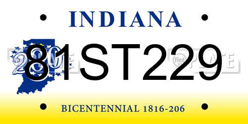 81ST229 Indiana License Plate