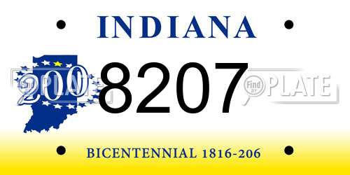 8207 Indiana License Plate
